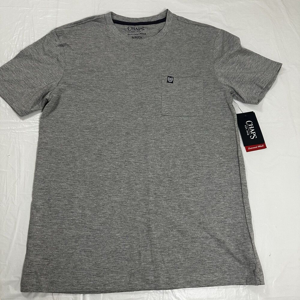 Chaps Men’s Light Gray Tee Shirt Super Soft Stretch Size S